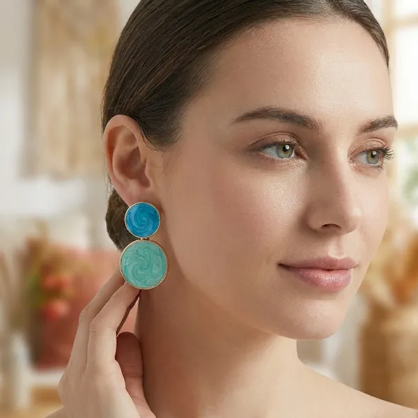 Blue_And_Mint_Green_Circular_Resin_Drop_Earrings