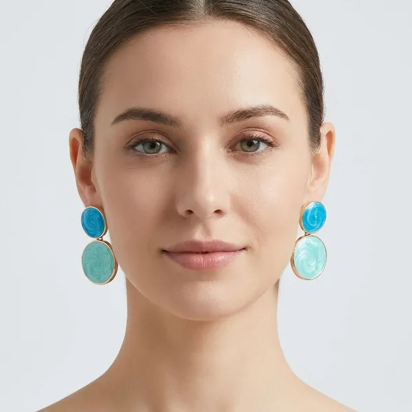 Blue_And_Mint_Green_Circular_Resin_Drop_Earrings