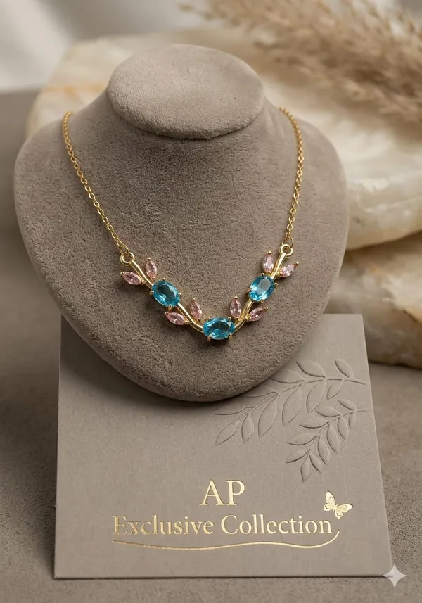 Gold_Plated_Floral_Necklace_with_Blue_and_Pink_Stones