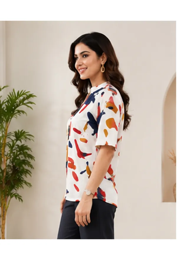 Women_Abstract_Printed_Casual_Top_|_3/4_Sleeve_Stylish_Tunic_|_Soft_Rayon_Fabric_|_Regular_Fit_Daily_Wear_Top_for_Women