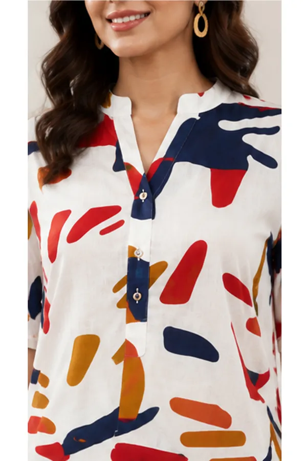 Women_Abstract_Printed_Casual_Top_|_3/4_Sleeve_Stylish_Tunic_|_Soft_Rayon_Fabric_|_Regular_Fit_Daily_Wear_Top_for_Women