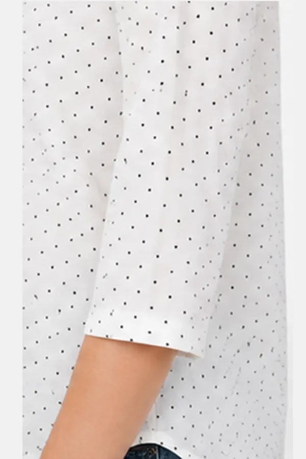 White_Polka_Dot_Cotton_Relaxed_Fit_Formal_Shirt_For_Women