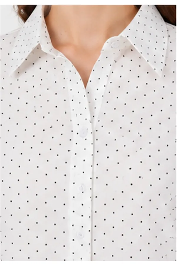 White_Polka_Dot_Cotton_Relaxed_Fit_Formal_Shirt_For_Women