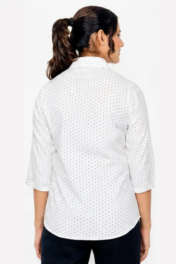 White_Polka_Dot_Cotton_Relaxed_Fit_Formal_Shirt_For_Women