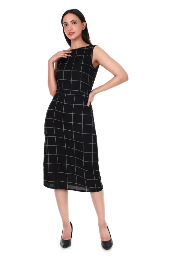 Black_Windowpane_Check_Rayon_Sleeveless_Midi_Dress_For_Women