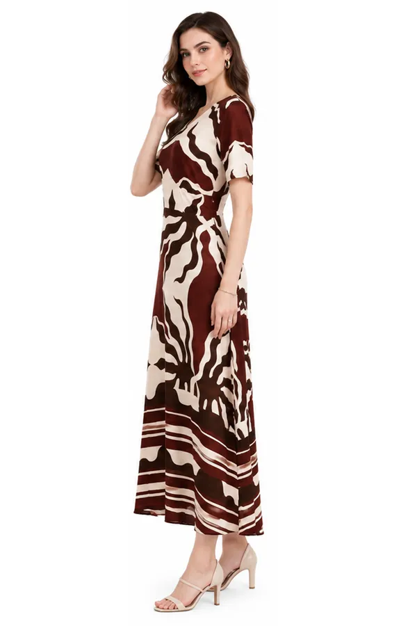 Brown_Abstract_Print_Rayon_V_Neck_Maxi_Dress_For_Women