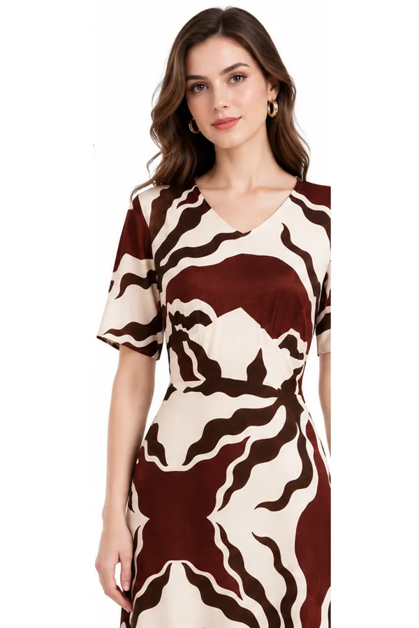 Brown_Abstract_Print_Rayon_V_Neck_Maxi_Dress_For_Women