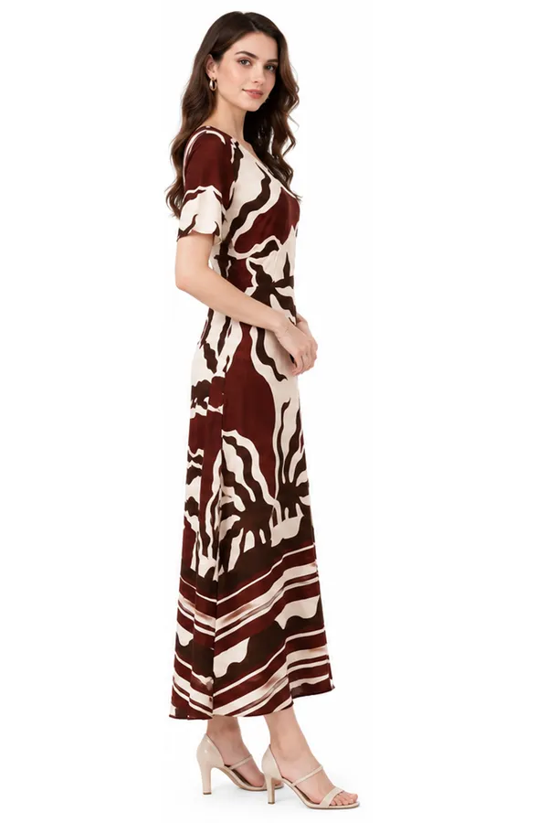 Brown_Abstract_Print_Rayon_V_Neck_Maxi_Dress_For_Women