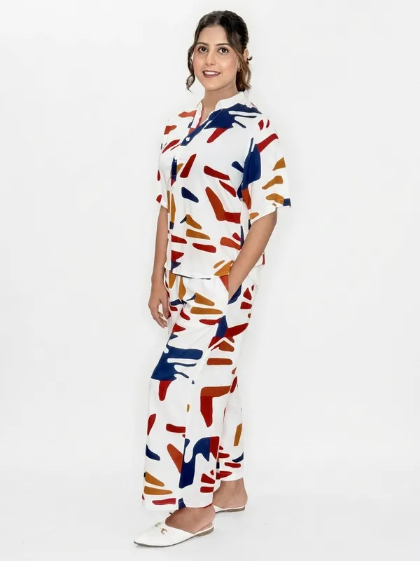 White_Abstract_Print_Rayon__Palazzo_Co_Ord_Set_For_Women