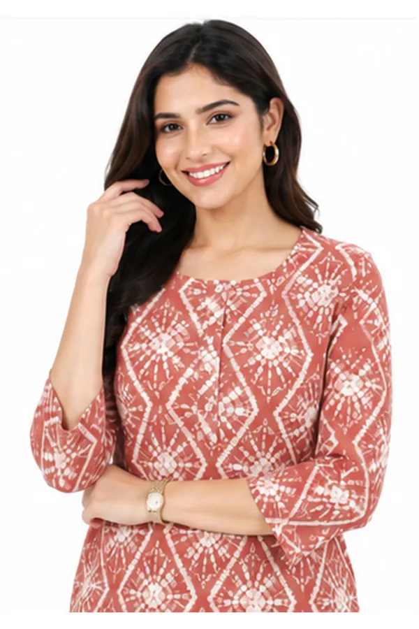 Brown_Geometric_Print_Rayon_Round_Neck_Top_For_Women