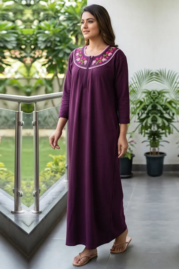 Ladies_Winter_Warm_Fleece_Wool_Night_Dress_Full_Length_Long_Maxi_Friendly_Gown_Full_Sleeves_Daily_Wear_Sleepwear_Nighty