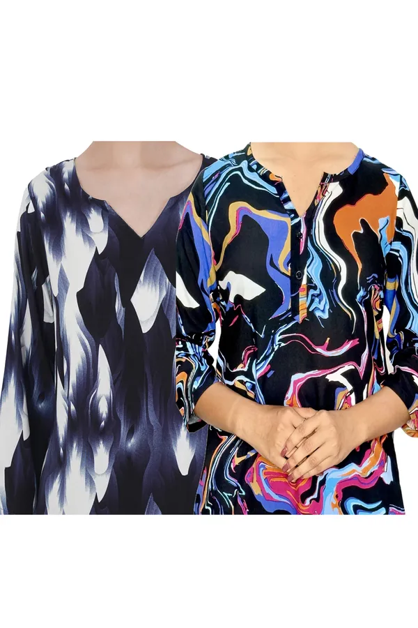 ONICAMINT_Women's_Premium_Printed_Casual_Top_|_Stylish_3/4_Sleeve_Tunic_|_Soft_&_Comfortable_Everyday_Wear