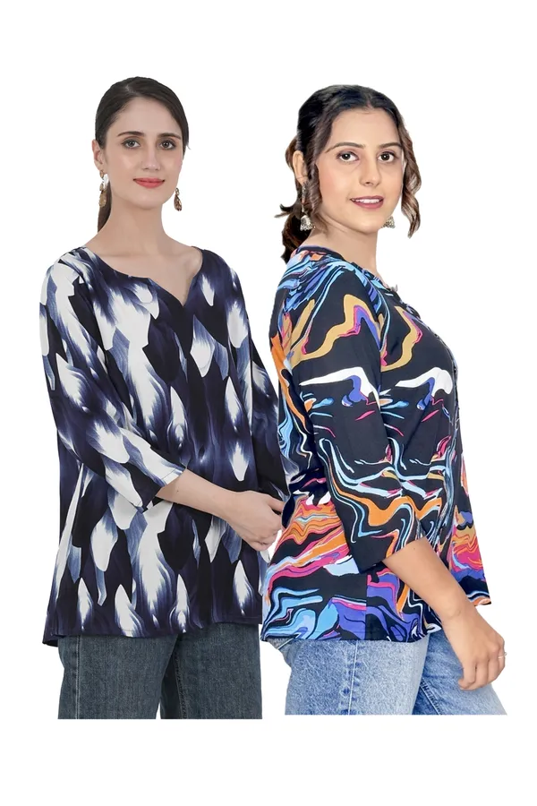 ONICAMINT_Women's_Premium_Printed_Casual_Top_|_Stylish_3/4_Sleeve_Tunic_|_Soft_&_Comfortable_Everyday_Wear