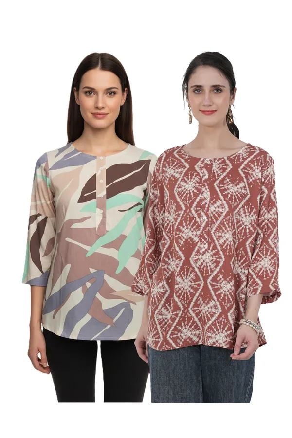 ONICAMINT_Women's_Printed_Casual_Top_|_Elegant_3/4_Sleeve_Regular_Fit_Top_|_Soft_&_Comfortable_Everyday_Wear