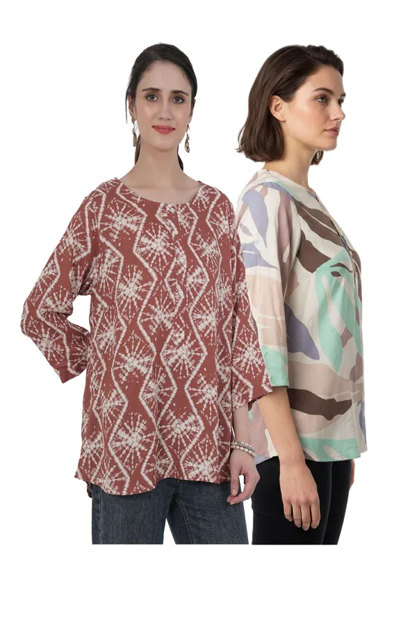 ONICAMINT_Women's_Printed_Casual_Top_|_Elegant_3/4_Sleeve_Regular_Fit_Top_|_Soft_&_Comfortable_Everyday_Wear