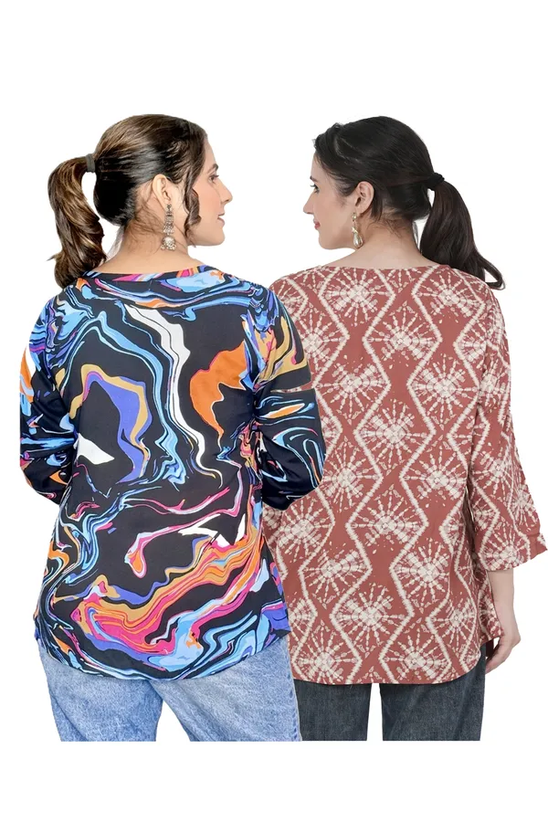 ONICAMINT_Women's_Printed_Casual_Tunic_Top_|_Round_Neck_|_3/4_Bell_Sleeves_|_Soft_&_Comfortable_Regular_Fit