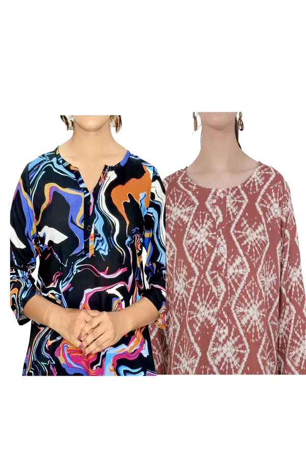 ONICAMINT_Women's_Printed_Casual_Tunic_Top_|_Round_Neck_|_3/4_Bell_Sleeves_|_Soft_&_Comfortable_Regular_Fit