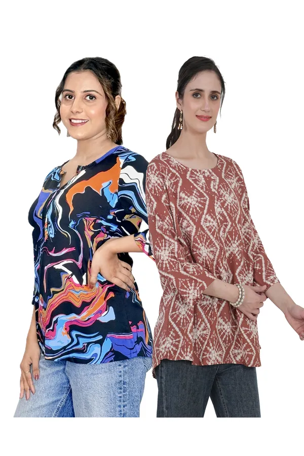 ONICAMINT_Women's_Printed_Casual_Tunic_Top_|_Round_Neck_|_3/4_Bell_Sleeves_|_Soft_&_Comfortable_Regular_Fit