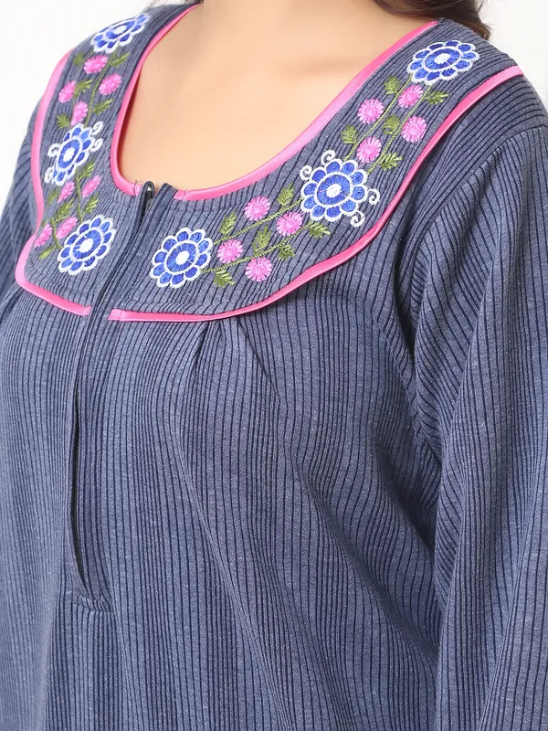 Premium_Warm_Winter_Thermal_Nighty_with_Elegant_Neck_Embroidery_&_Front_Zipper_for_Women