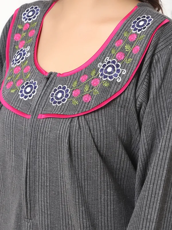 Premium_Warm_Winter_Thermal_Nighty_with_Elegant_Neck_Embroidery_&_Front_Zipper_for_Women