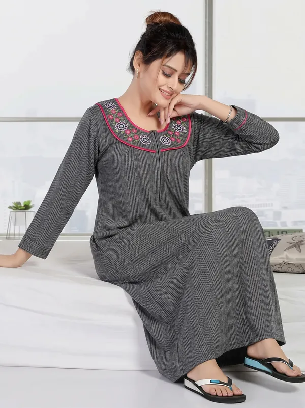 Premium_Warm_Winter_Thermal_Nighty_with_Elegant_Neck_Embroidery_&_Front_Zipper_for_Women