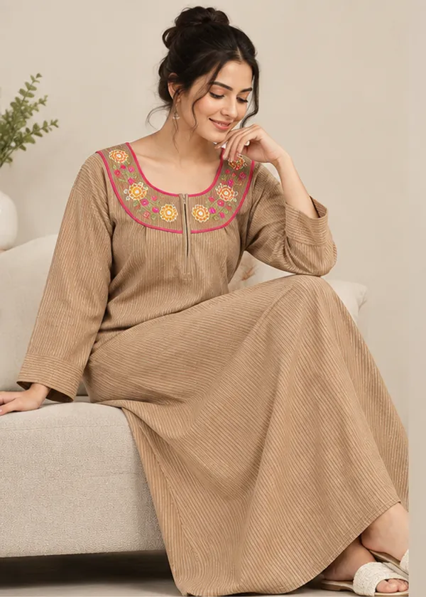 Premium_Warm_Winter_Thermal_Nighty_with_Elegant_Neck_Embroidery_&_Front_Zipper_for_Women