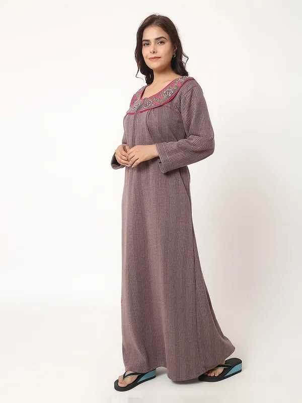 Premium_Warm_Winter_Thermal_Nighty_with_Elegant_Neck_Embroidery_&_Front_Zipper_for_Women