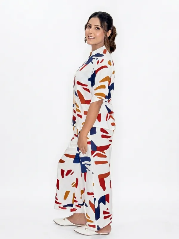 White_Abstract_Print_Rayon__Palazzo_Co_Ord_Set_For_Women