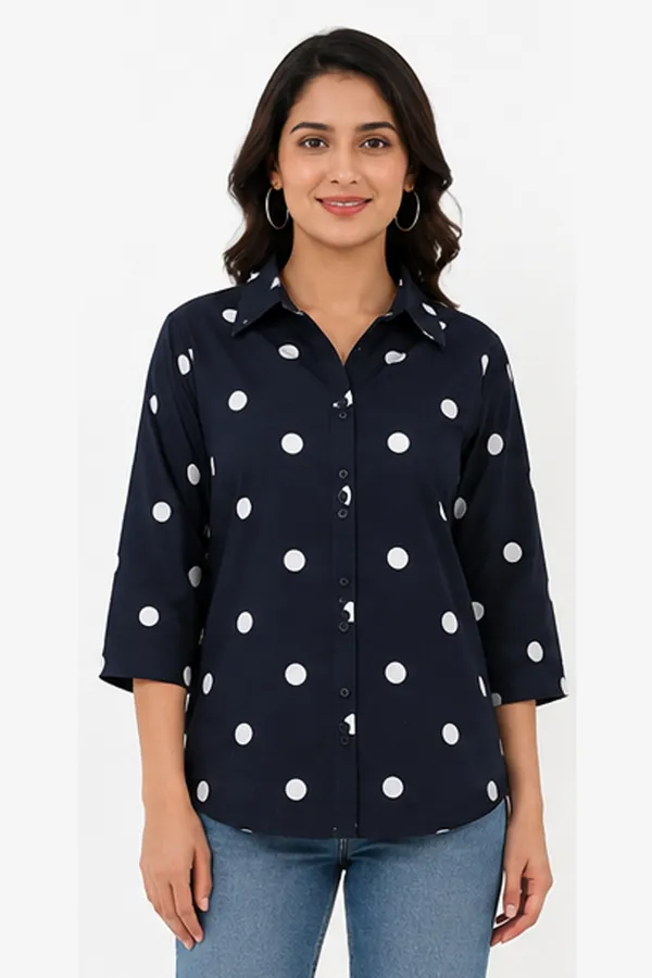 Black_Polka_Dot_Cotton_Relaxed_Fit_Casual_Shirt_For_Women