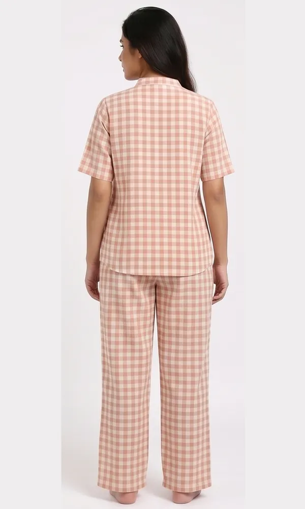 Women_Pastel_Check_Cotton_Seersucker_Co-Ord_Set_–_Dusty_Peach