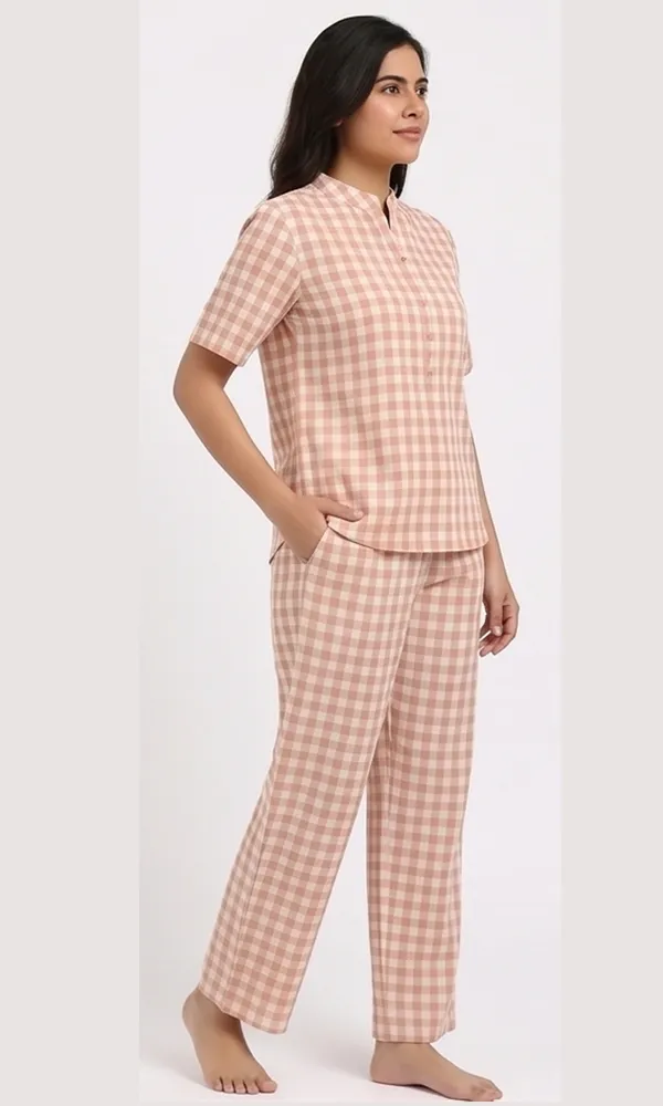 Women_Pastel_Check_Cotton_Seersucker_Co-Ord_Set_–_Dusty_Peach