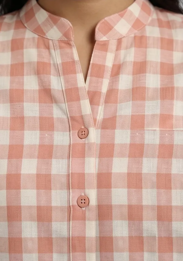 Women_Pastel_Check_Cotton_Seersucker_Co-Ord_Set_–_Dusty_Peach