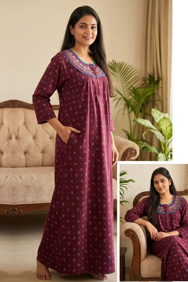 Women_Soft_Fleece_Woolen_Winter_Nighty_-_Floral_Printed_Warm_Maxi_Nightgown_with_Embroidered_Neck_&_Front_Zip