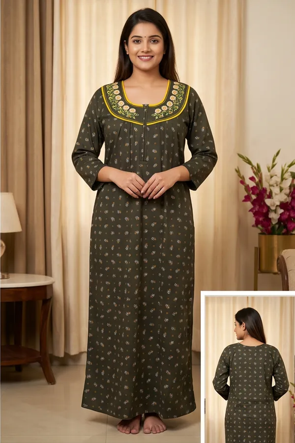 Women_Soft_Fleece_Woolen_Winter_Nighty_-_Floral_Printed_Warm_Maxi_Nightgown_with_Embroidered_Neck_&_Front_Zip
