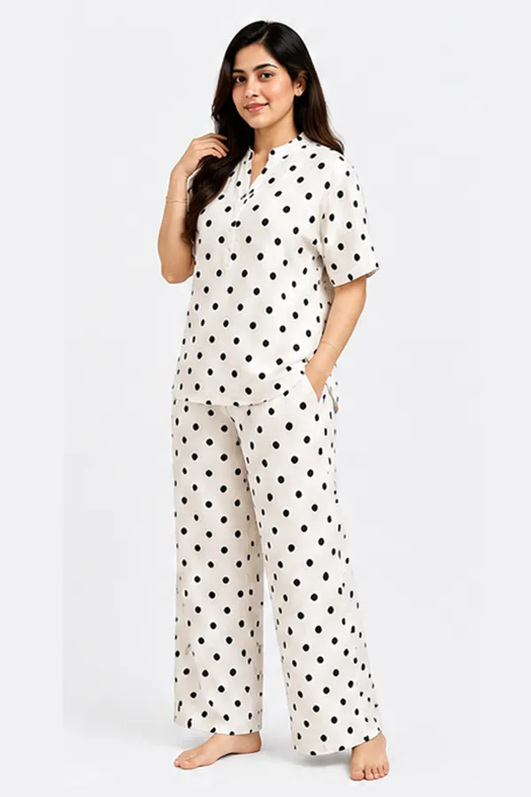 Women_White_&_Black_Polka_Dot_Printed_Rayon_Co-Ord_Set