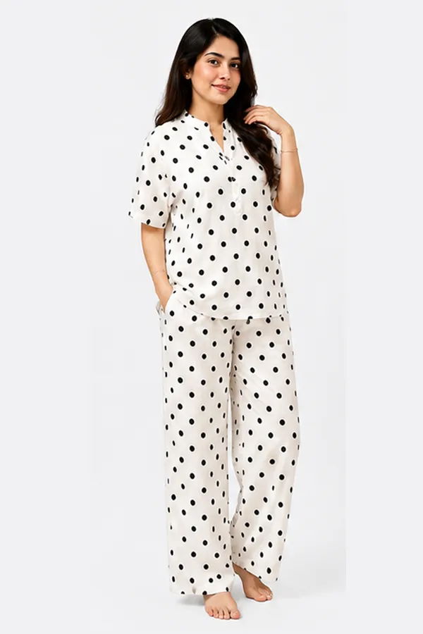 Women_White_&_Black_Polka_Dot_Printed_Rayon_Co-Ord_Set
