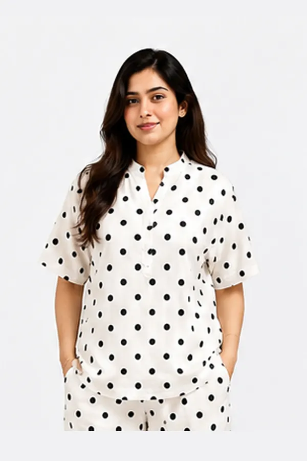 Women_White_&_Black_Polka_Dot_Printed_Rayon_Co-Ord_Set