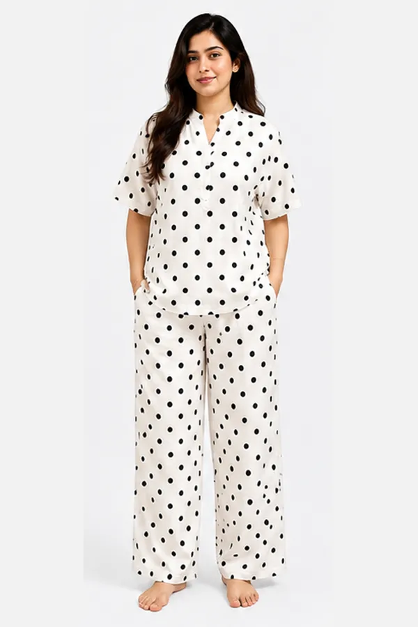 Women_White_&_Black_Polka_Dot_Printed_Rayon_Co-Ord_Set