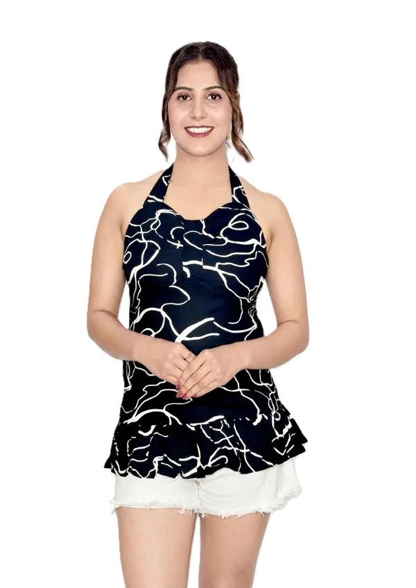 Women’s_Abstract_Printed_Halter_Neck_Ruffle_Hem_Sleeveless_Peplum_Top_–_Black_&_White