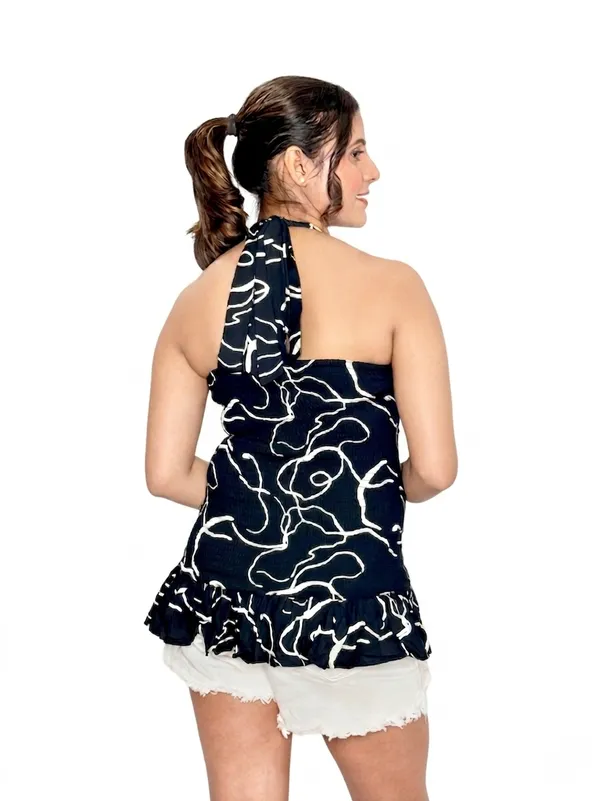 Women’s_Abstract_Printed_Halter_Neck_Ruffle_Hem_Sleeveless_Peplum_Top_–_Black_&_White