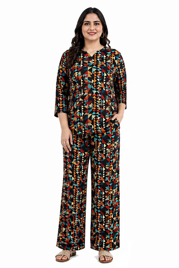 Women’s_Printed_Co-Ord_Set_–_Stylish_Geometric_Print_Top_&_Wide-Leg_Pants_Set