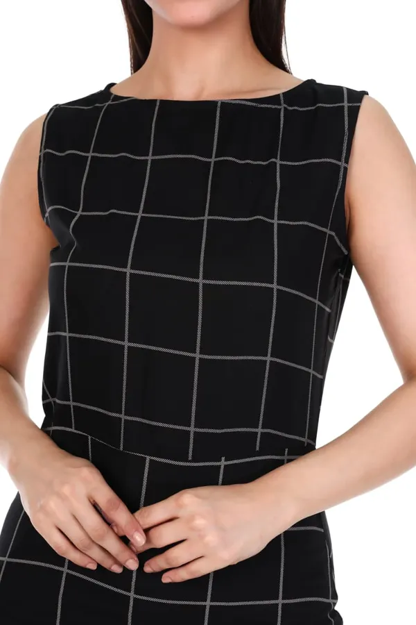 Black_Windowpane_Check_Rayon_Sleeveless_Midi_Dress_For_Women