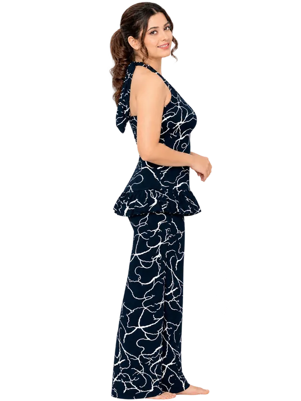 Black_Abstract_Print_Rayon_Halter_Neck_corset_For_Women