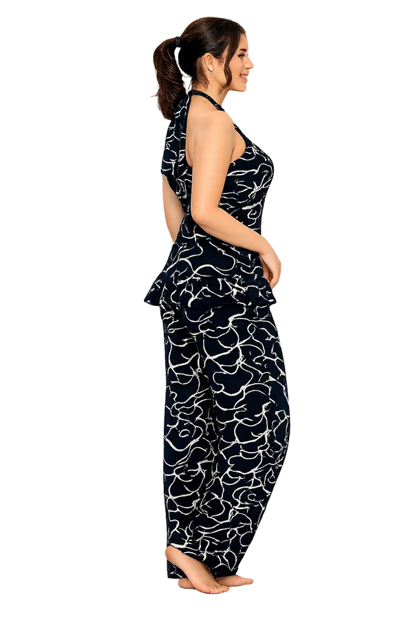Black_Abstract_Print_Rayon_Halter_Neck_corset_For_Women