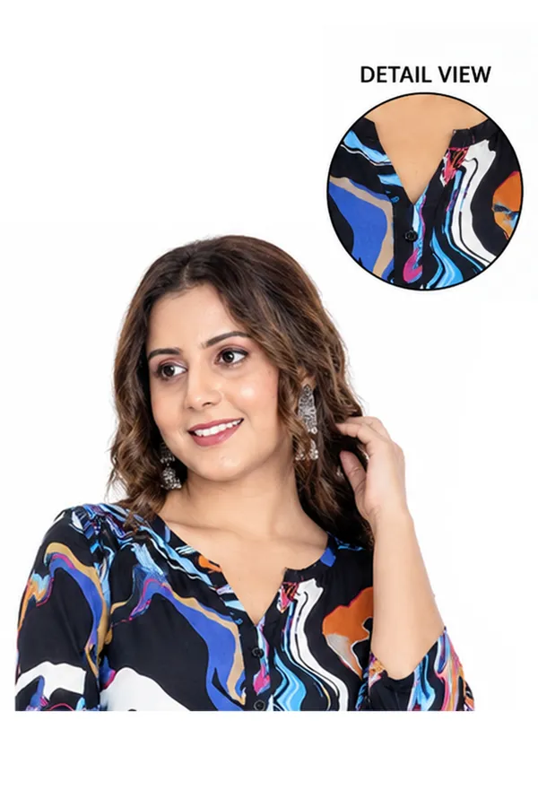 Multicolor_Marble_Abstract_Print_Rayon_Relaxed_Fit_Top_For_Women