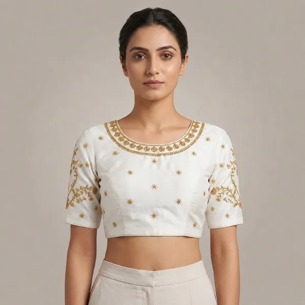 White_Silk_Embroidered_Padded_Blouse_For_Women