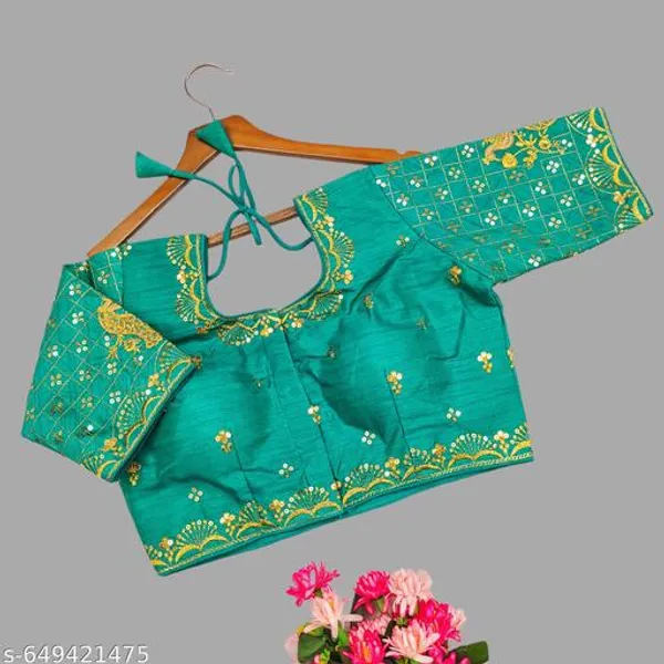 Solid_Round_Neck_Readymade_Blouse_Design_Women_Blouses_New_2025
