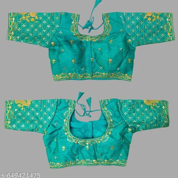 Solid_Round_Neck_Readymade_Blouse_Design_Women_Blouses_New_2025