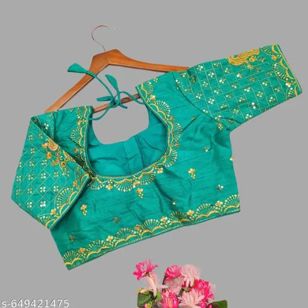 Solid_Round_Neck_Readymade_Blouse_Design_Women_Blouses_New_2025