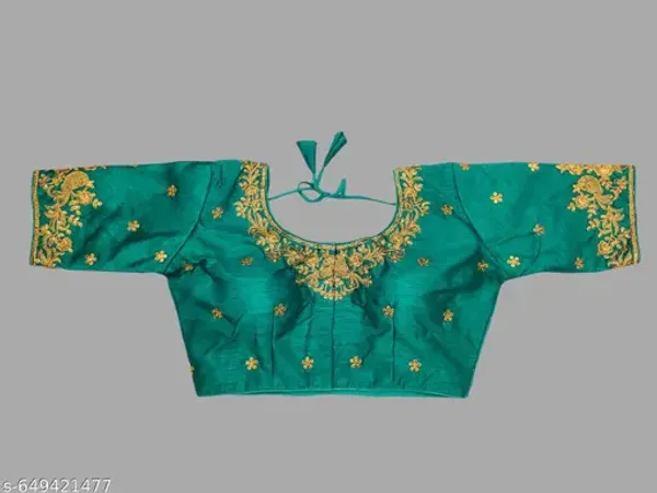 Solid_Round_Neck_Readymade_Blouse_Design_Women_Blouses_New_2025